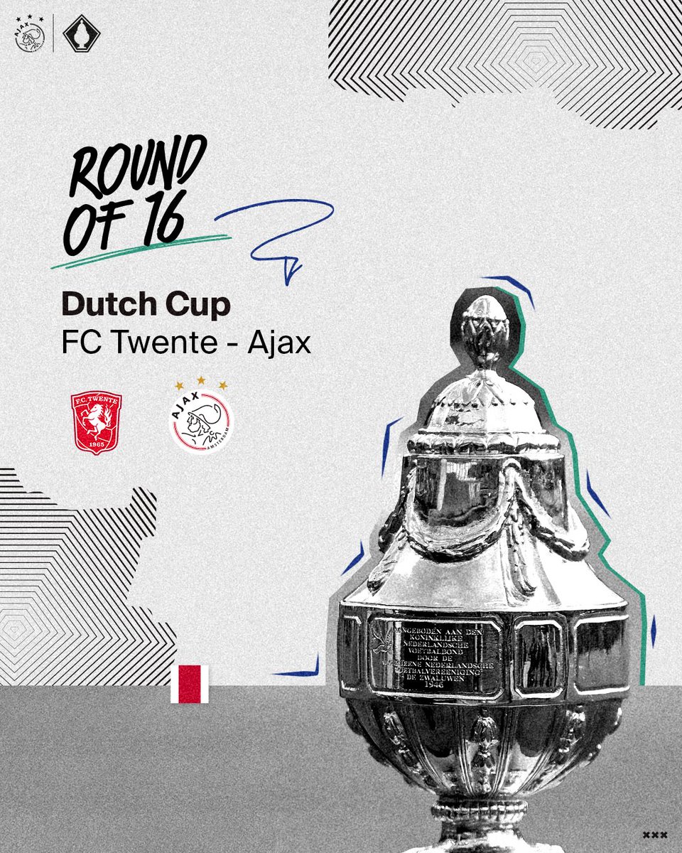 Ajax op Twitter: We will face FC Twente in the round of 16. https://t.co/ByQkfspIEY